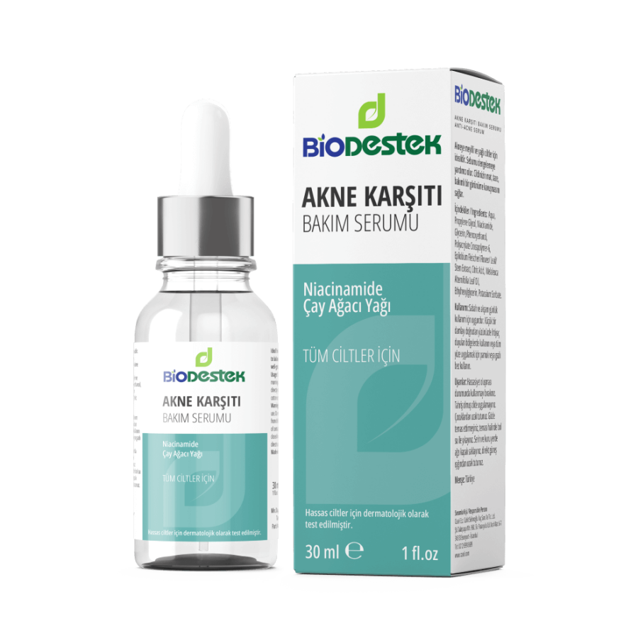 Akne Karşıtı, Niacinamide ve Çay Ağacı Yağlı Cilt Bakım Serumu 30 ml