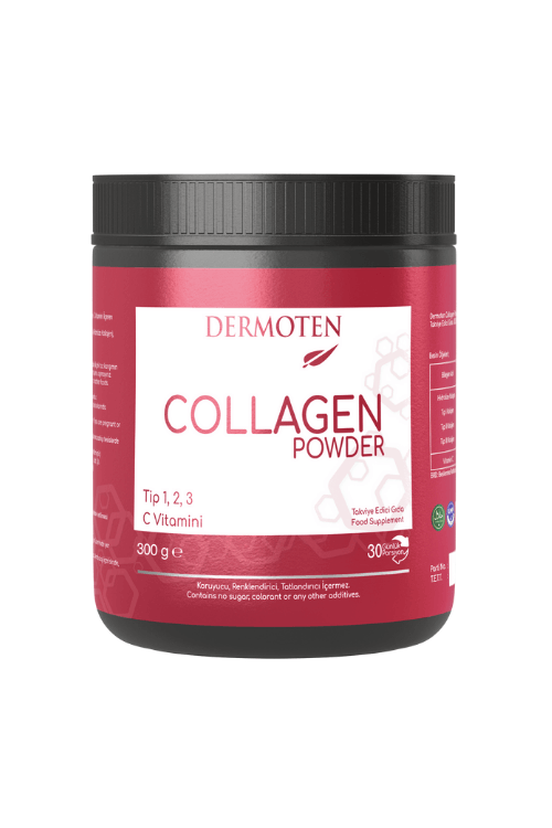 Dermoten Kolajen Takviyesi (Tip 1, Tip 2, Tip 3 Kolajen + C Vitamini) Collagen Powder 300 gr